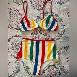 Solid & stripes bikini set
